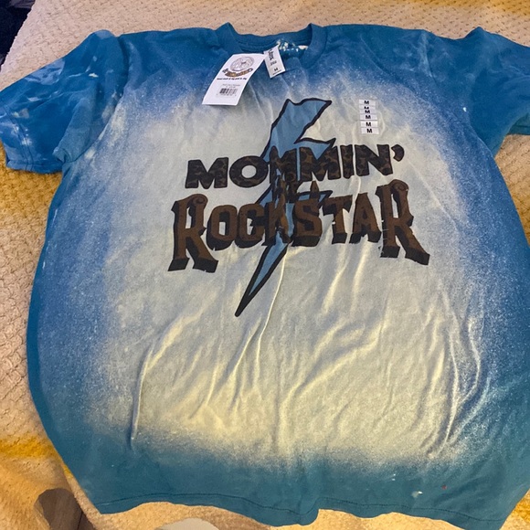 Blue mom like a rockstar medium T-shirt - Picture 1 of 4
